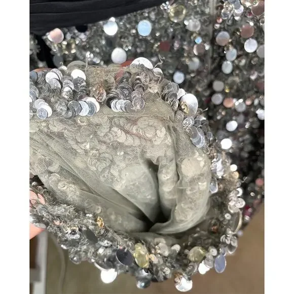 MOSCHINO COUTURE Sequin Embellished Metal Plaque Silk Bustier Jumpsuit Size 10 - Picture 13 of 16